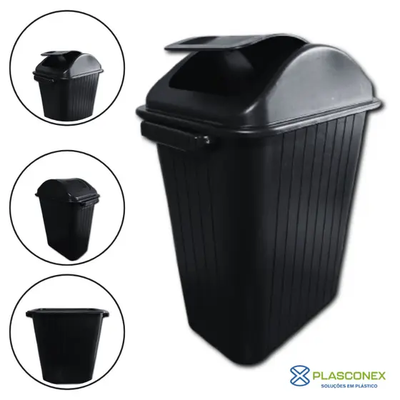 Cesto Lixeira 20 Litros Preto P/ Cozinha ou Banheiro