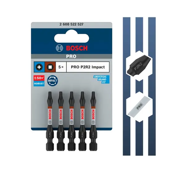 Jogo de Bits Pro Impact P2R2 55mm 5 Peças Bosch