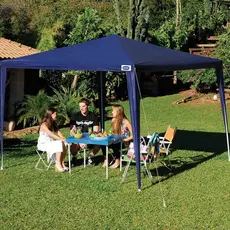 Gazebo Tenda Desmontável ou Sanfonado Praia Base 3x3 Barraca Camping + Bolsa Cor Azul
