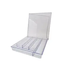 Porta Talheres Cristal Premium Com Divisórias E Com Tampa