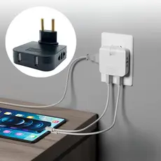 Tomada Adaptador Benjamin Dobrável 10A com 04 Entradas Duplo USB 10A