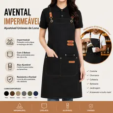 Avental Impermeável Ajustável Unissex de Lona Cozinha Restaurante Café Barbeiro Jardinagem