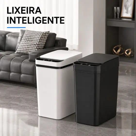 Lixeira Inteligente 13L Automática Sensor de Movimento Tampa Automática Sem Contato
