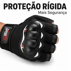 Luva Tática Meio Dedo Antiderrapante com Proteção Rígida para Moto Academia Ciclismo Airsoft Fitness Trekking