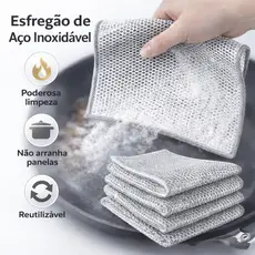 Kit 3/6/12/18/24 Panos de Limpeza Aço Inoxidável Esponja Arear Panela Fogão Tira GorduraReutilizável