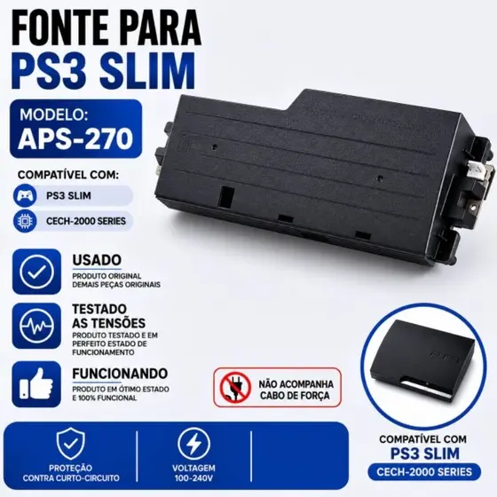 fonte de PS3 slim CECH 2000 series, modelo aps-270