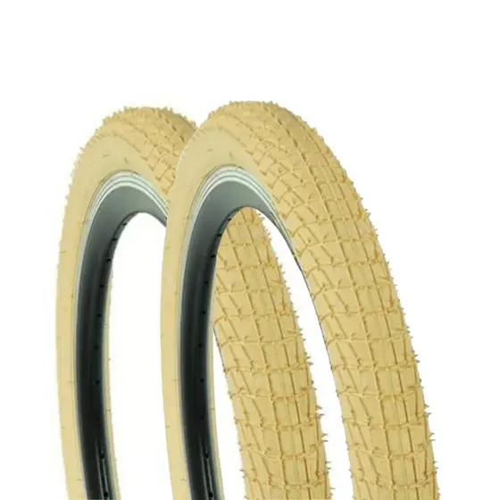 Par de Pneu BMX Aro 20x1.95 Greenstone Slick Creme SRI-45 Bike Freestyle Resistente 47-406