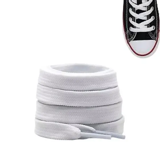 Cadarço Branco Compatível Todas Marcas Achatado 100% Poliéster 1.20cm Resistente