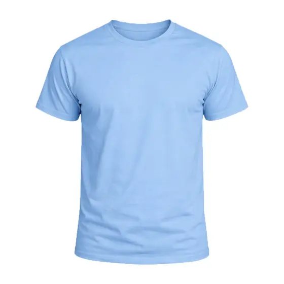 Camiseta Masculina Básica Algodão Confortável Casual Lisa Azul Bebê