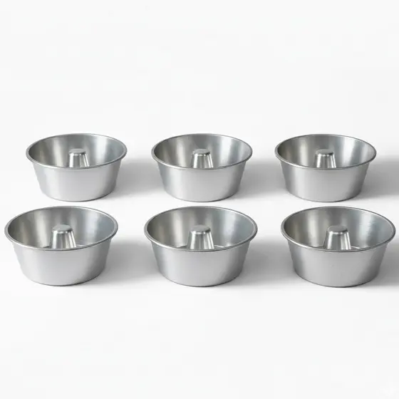6 Mini Formas de Pudim E Bolo 300ml 12 cm Diâmetro Em Alumínio
