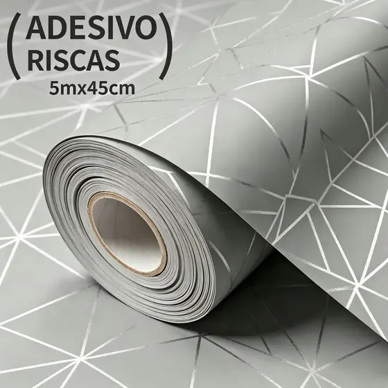 Papel De Parede Cinza 3D 5 METROS X 45CM Zara Autocolante Auto Adesivo