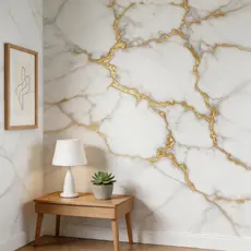 Papel Adesivo Mármore Dourado Exclusivo Lavável 1/2/3 Peças