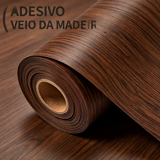 Papel Adesivo Envelopamento Madeira Escura Marrom 5m x 45cm para Móveis e Paredes