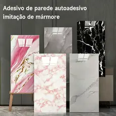 Kit 10 Placas Vinílicas Adesivas Mármore 60x30cm Parede Decoração Lavável e Resistente