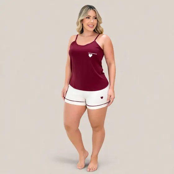 Pijama Baby Doll feminino de Algodão Roupa de dormir short doll de Alcinha Confortável Toque Macio..