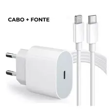 Carregador Turbo 20W - Fonte Tomada Tipo C Turbo X Cabo Lightning para iPhones