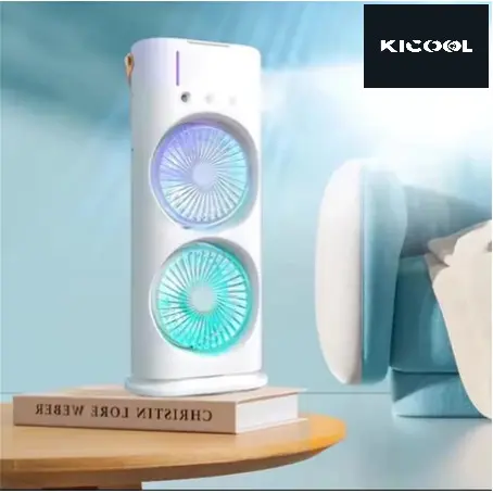 Portátil Climatizador Camada Ventilador Dupla Umidificador Hélice Giratório+rgb Ar C/ Reservatório