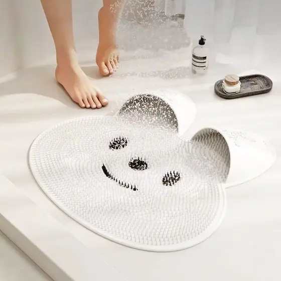 Tapete De Banho De Silicone Em Forma De Coelho Com Antiderrapante e Massagem Esfoliante