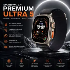 Lançamento  Smartwatch 2026 Ultra 5 Pro Amoled -Prova Dágua + Ligações + WhatsApp Microwear Original