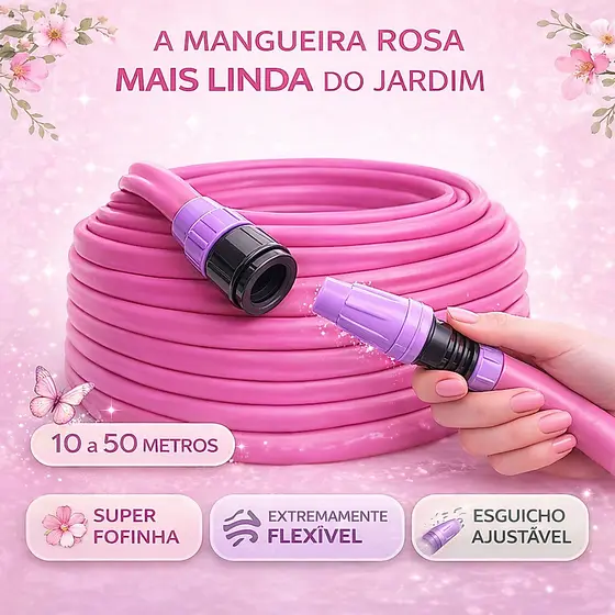 Mangueira Jardim Chata Rosa Fosca 10 a 50 Metros Mangueira Flexivel Anti torção.