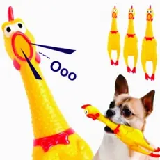 Brinquedo Pet Estilo Galinha Cor Amarela Faz Barulho Tamanho 28CM