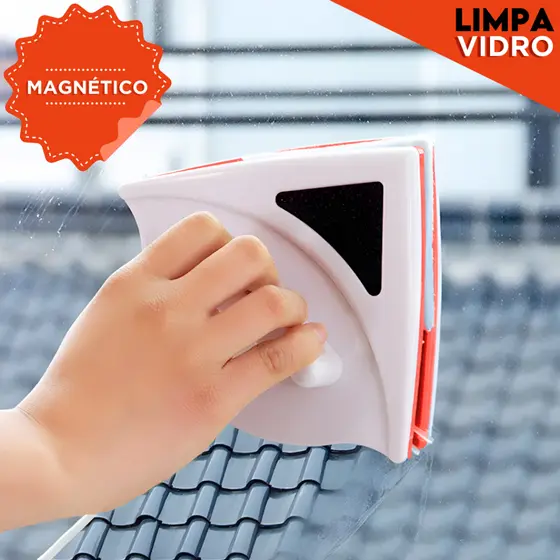 Limpa Vidros Magnético Com Super Imã - Rodo Mágico Dupla Face Azul - MGX