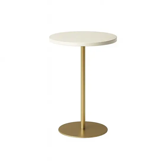 Mesa Luna Champanhe Off White Canto Apoio Lateral de Decoração