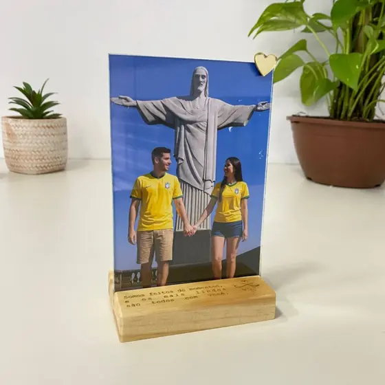Porta Retrato  Envernizado Porta Retrato 10x15 Luxo Decoração Casa Coisas de Casa Familia Presente Viagem
