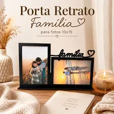 Porta Retrato MDF Família Namorados Casal Com 2 Fotos 10x15 Decoração Sala Presente Romântico Decoração Casal