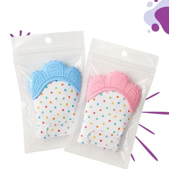 Luva Mordedora + Joelheira Para Bebe Coceira Gengiva Denticao Silicone Facil Limpar Infantil