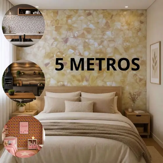 Papel de Parede 5 METROS Adesivo Quarto Sala Cozinha Móveis Metros Decoração Resistente a Água