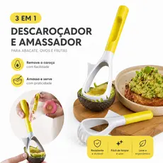Amassador De Abacate 5 Em 1 Cortador Removedor De Caroço Fatiador Cozinha Removedor Caroço Amassador
