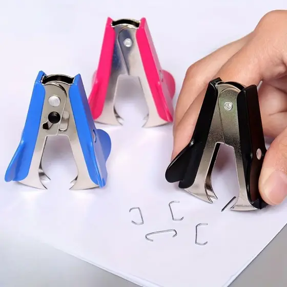 Extrator de Grampos Tipo Piranha V301 Folhas Papel Escritório Escolar Pequeno Preto