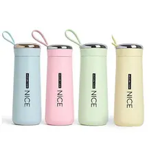 Garrafa de Água de Vidro 400ml Capa de Proteção Moderno Colors Candy Reutilizável e Sustentável