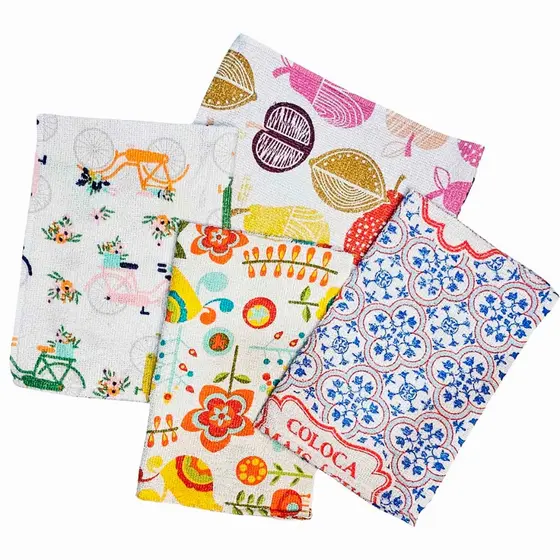 Kit até 20 Pano de Prato Copa Felpudo Atoalhado P/ Pia Louça Estampado Algodão e Poliéster Estampado