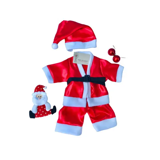 Roupa Fantasia Bebê Infantil Papai Noel Mesversário Natal Cetim Envio Imediato