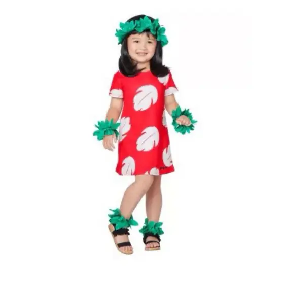 Vestido Lilo Infantil Fantasia Carnaval Acessórios Aniversário Dia das Crianças Vermelho
