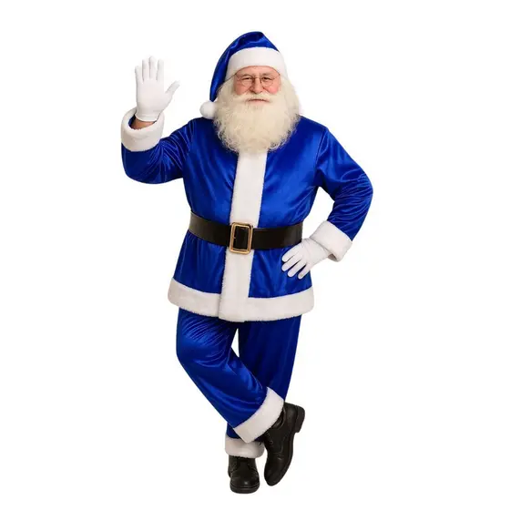 Fantasia Papai Noel Adulto Azul Royal Festa de Natal 2026