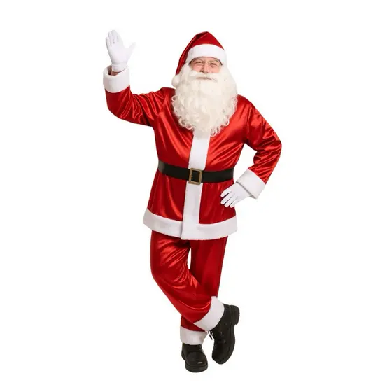Fantasia Papai Noel Adulto Completa Saco de Presentes Gorro Barba