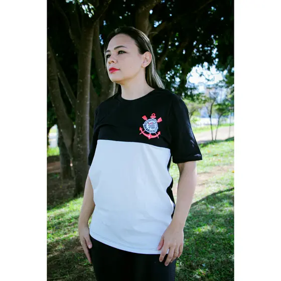 Camisa Corinthians Casual Adulto Preto Off White Licenciada