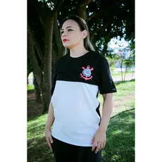 Camisa Corinthians Casual Adulto Preto Off White Licenciada