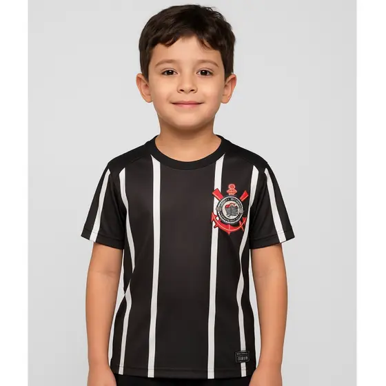 Camisa Infantil Timão Listrada DryFit Oficial Timão Oficial Licenciado Campeão Presente Corinthians