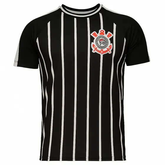 Camisas  Corinthians Oficial 3 Cores Preta (Bordada), Branca e Dourada Listrada, Licenciadas Campeão