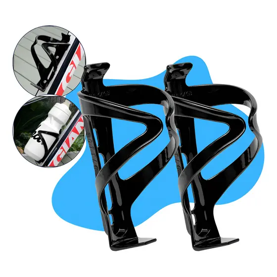 Kit 2 Suportes Caramanhola Nylon Porta Squeeze Garrafa De Água Para Bicicleta Mtb Speed Preto