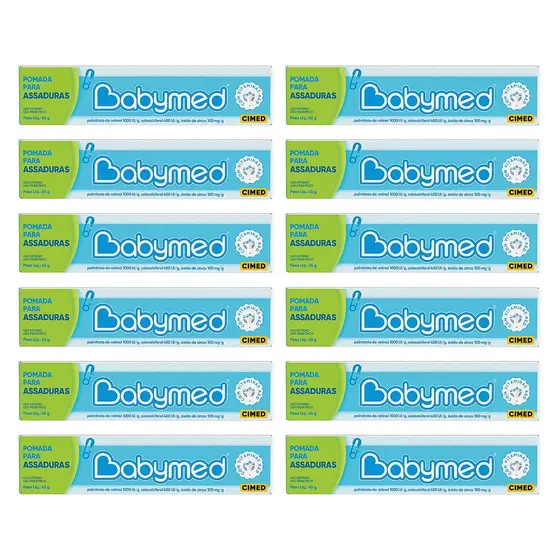Kit 12 Pomadas Para Prevenção De Assaduras Babymed Azul 45g