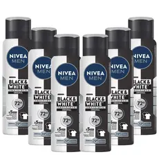 Kit 6 un Desod Aero Nívea Masculino Invisible B&W 150ml