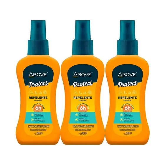 Repelente De Insetos Above Adulto Spray 200ml - Kit c/ 3 unidades
