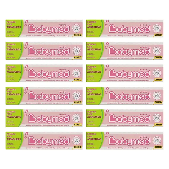 Kit 12 Pomadas Para Prevenção De Assaduras Babymed Rosa 45g