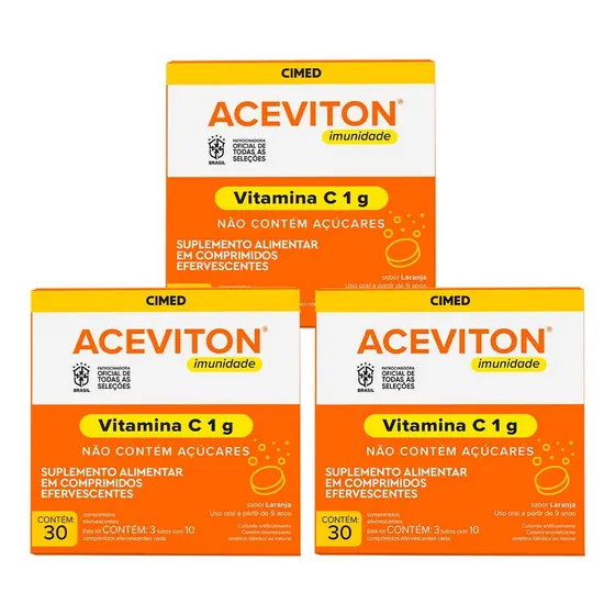 Kit 3 unidades Aceviton Vitamina C 1g 30 Comprimidos