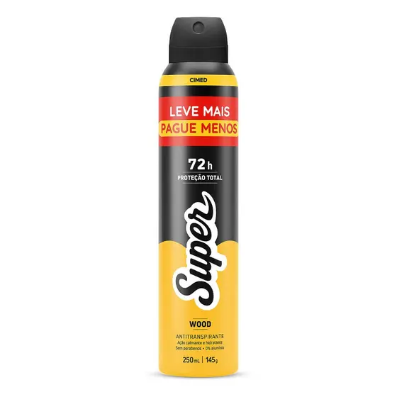 Desodorante Super Wood 72h Aerossol Antitranspirante 250ml